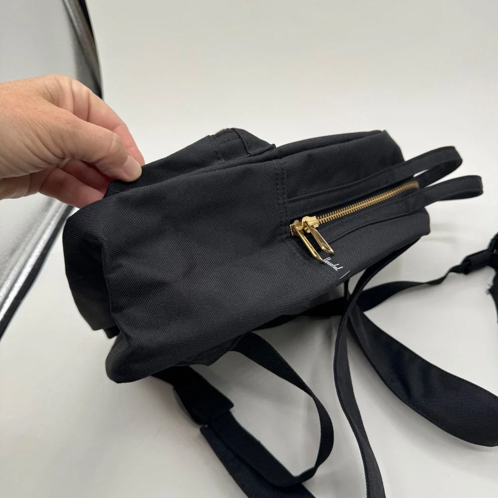 Herschel Supply Co Nova Mini Backpack Black Gold Zipper 10501-00001-OS NWT